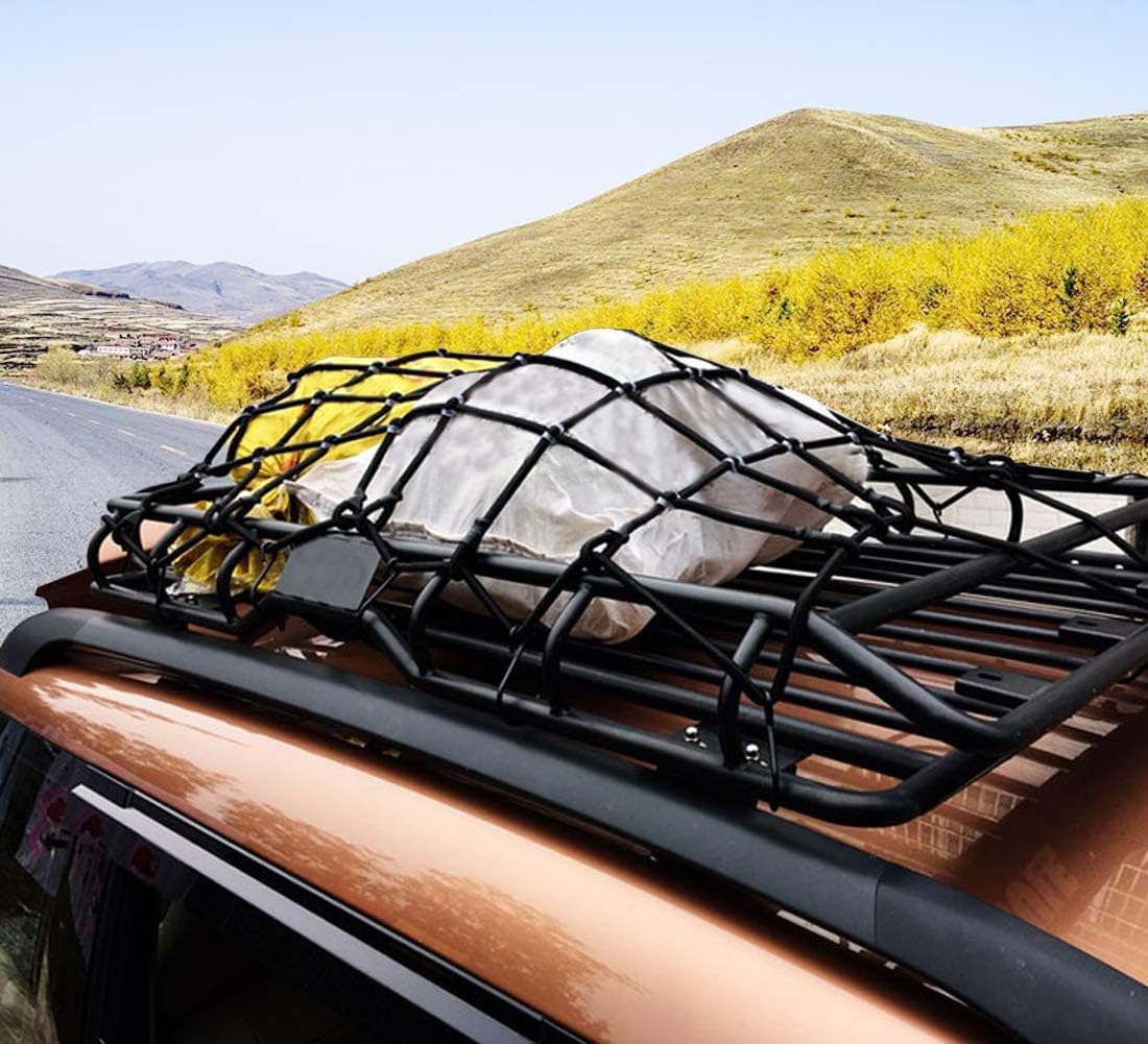 19.6" x 59" Bungee Cargo Net - Stretches to 35" x 78" Cargo Nets with 10 Adjustable Metal Hooks,7mm Cords by Big Ant