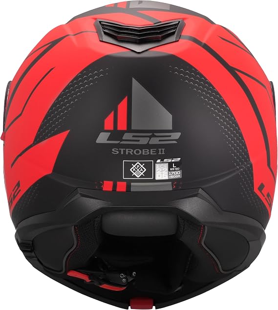 LS2, STROBE II CODE Modular Motorcycle Helmet Matt Black Red, S