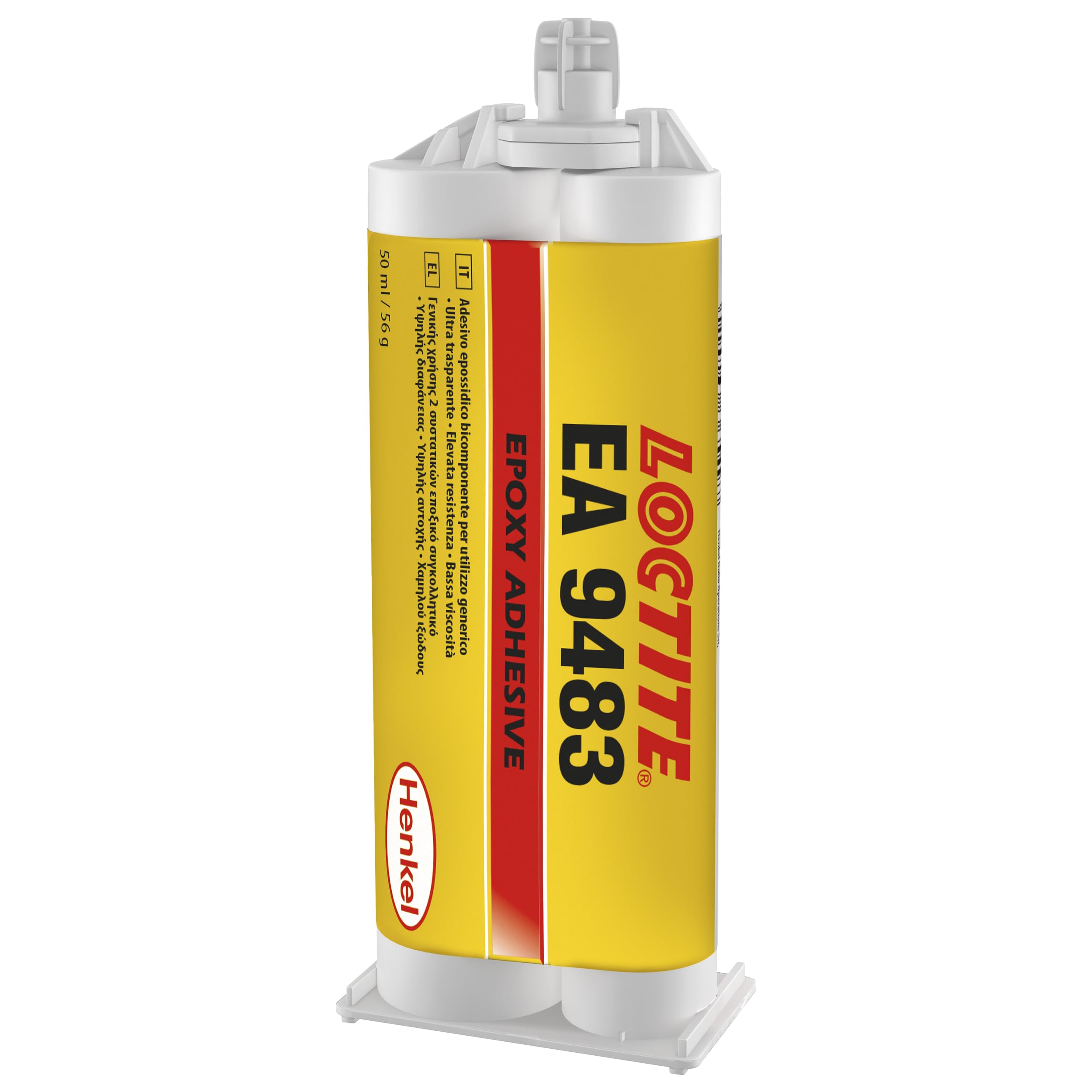 LOCTITE EA 9483, Adesivo epossidico bicomponente, Colla epossidica altamente resistente, Adesivo trasparente liquido, 1 cartuccia da 50ml