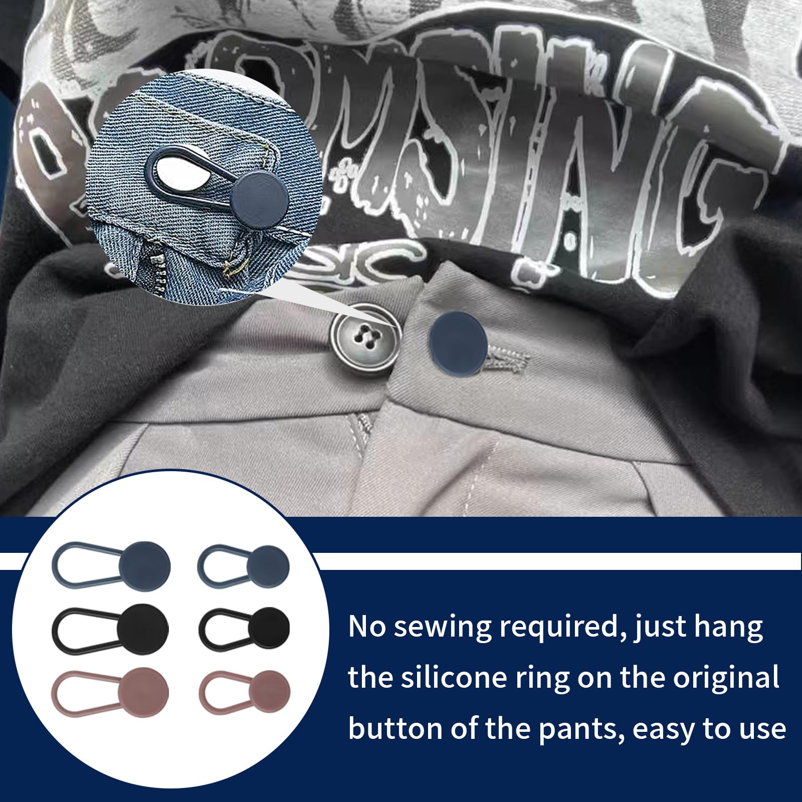 Pantaloni Premaman Estensori Per Vita Dei Pantaloni - 5 Pezzi, Elastici Regolabili, Per Jeans, Gonna, Gravidanza, Nero Annuncio Gravidanza