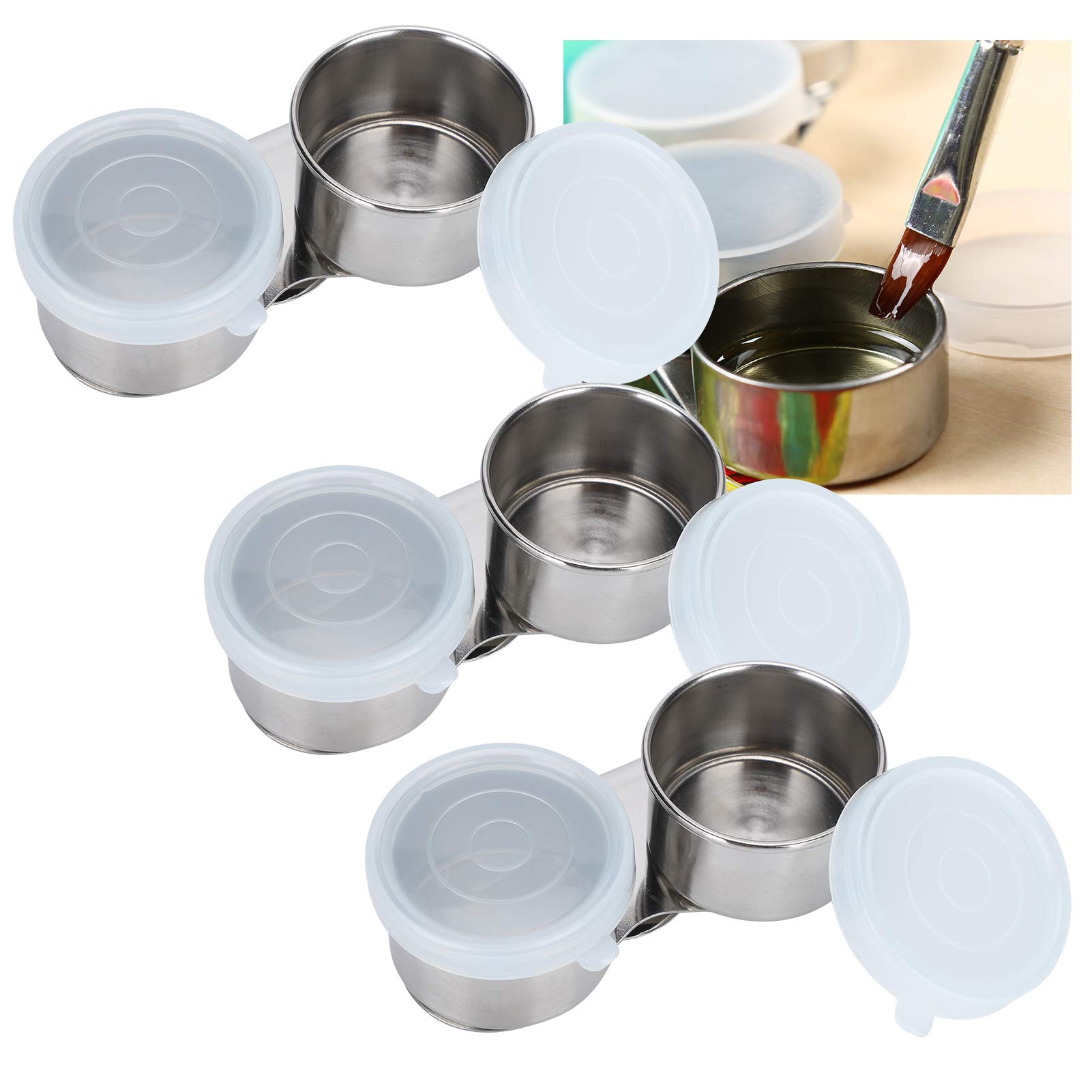 3 Pezzi Tavolozza per Pittura a Olio Tazza Doppia Meno Acciaio per Miscelazione Strumenti per Artisti con Accessori Professionali