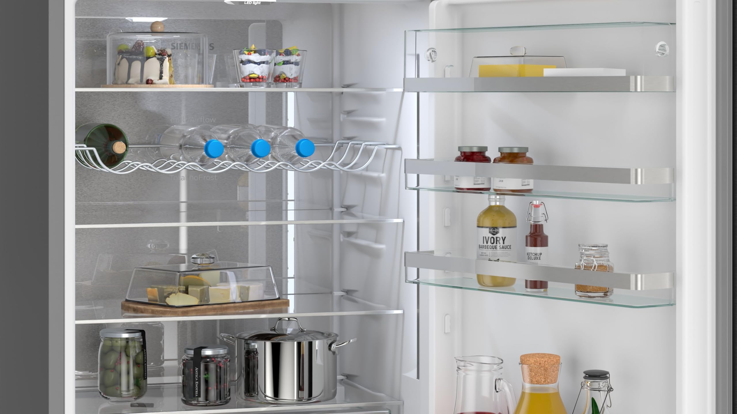 Siemens iQ500 Freistehende XXL Kühl-Gefrier-Kombination 203x70 cm, KG49NAXCG, 311 L Kühlen & 129 L Gefrieren, Total noFrost, freezerLight, hyperFresh Technologie, antiFingerprint Schwarzer Stahl