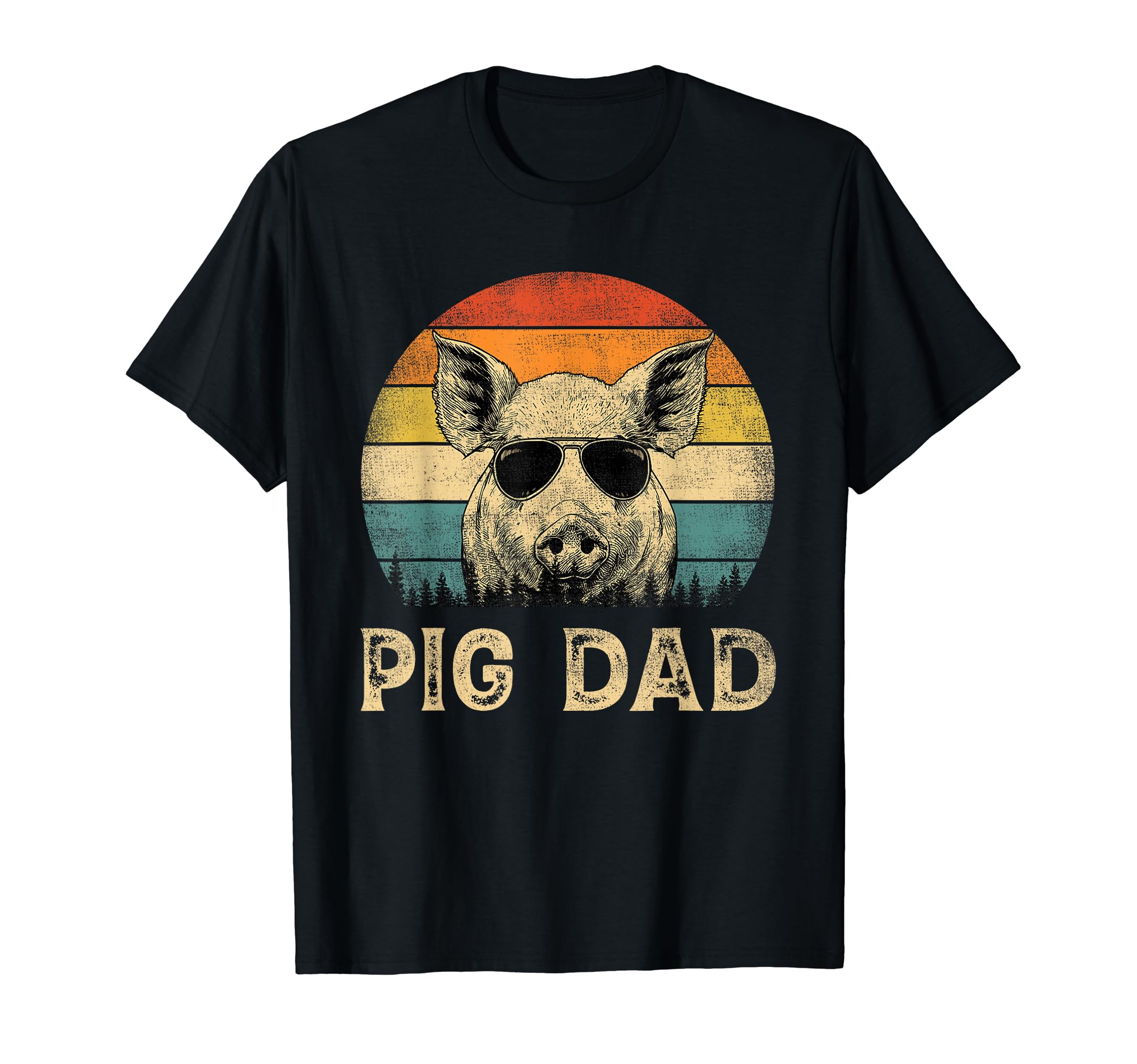 Pig Dad Vintage Retro Fathers Day Funny GiftVintage Pig Dad Pig Lovers Daddy Father's Day T-Shirt