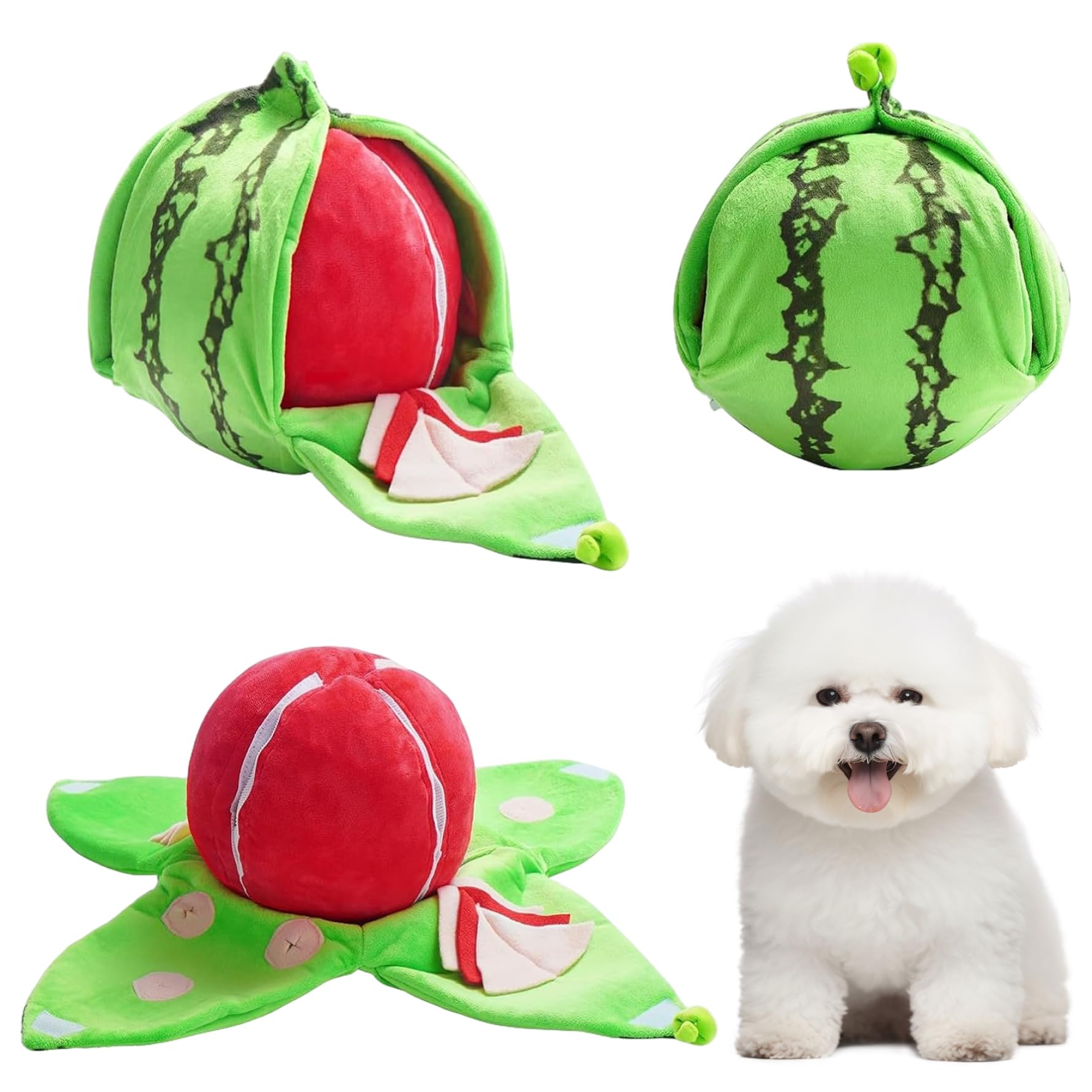Jouet cache-cache pour chiens gloutons peluche pastèque anti-stress