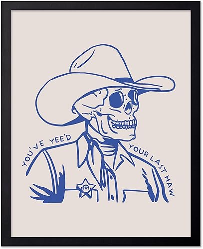 Vista 75 de Poster Master Blue Did Ya - Póster con estampado retro de vaquero - Arte occidental - Arte moderno - Decoración de pared de baño humorística - 2-Azul