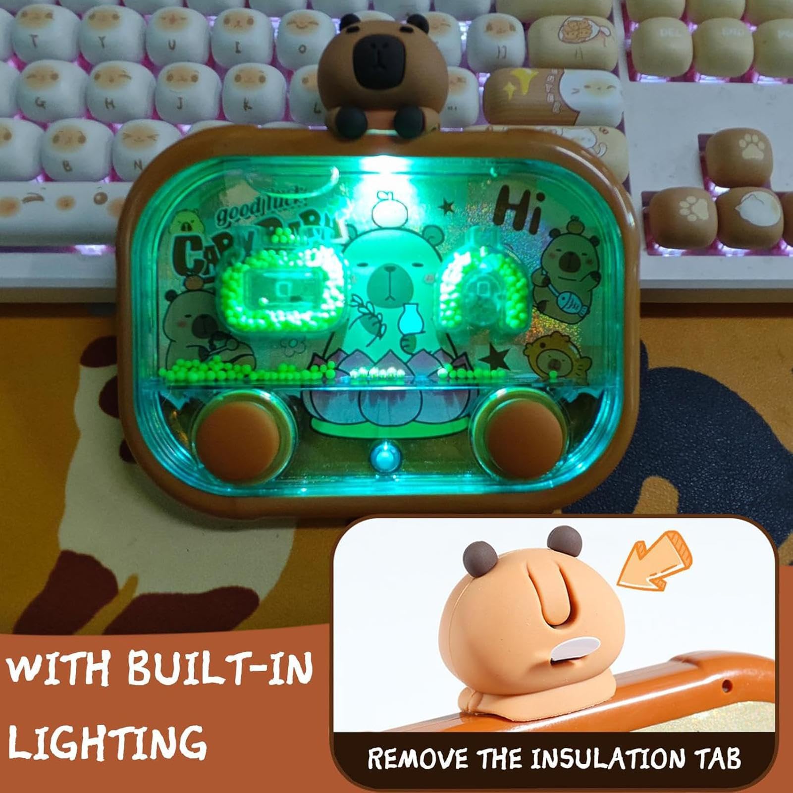 Jeu d'eau Toss Jouet de Lancer de Perles à Deux Boutons avec Lumière LED Fidget