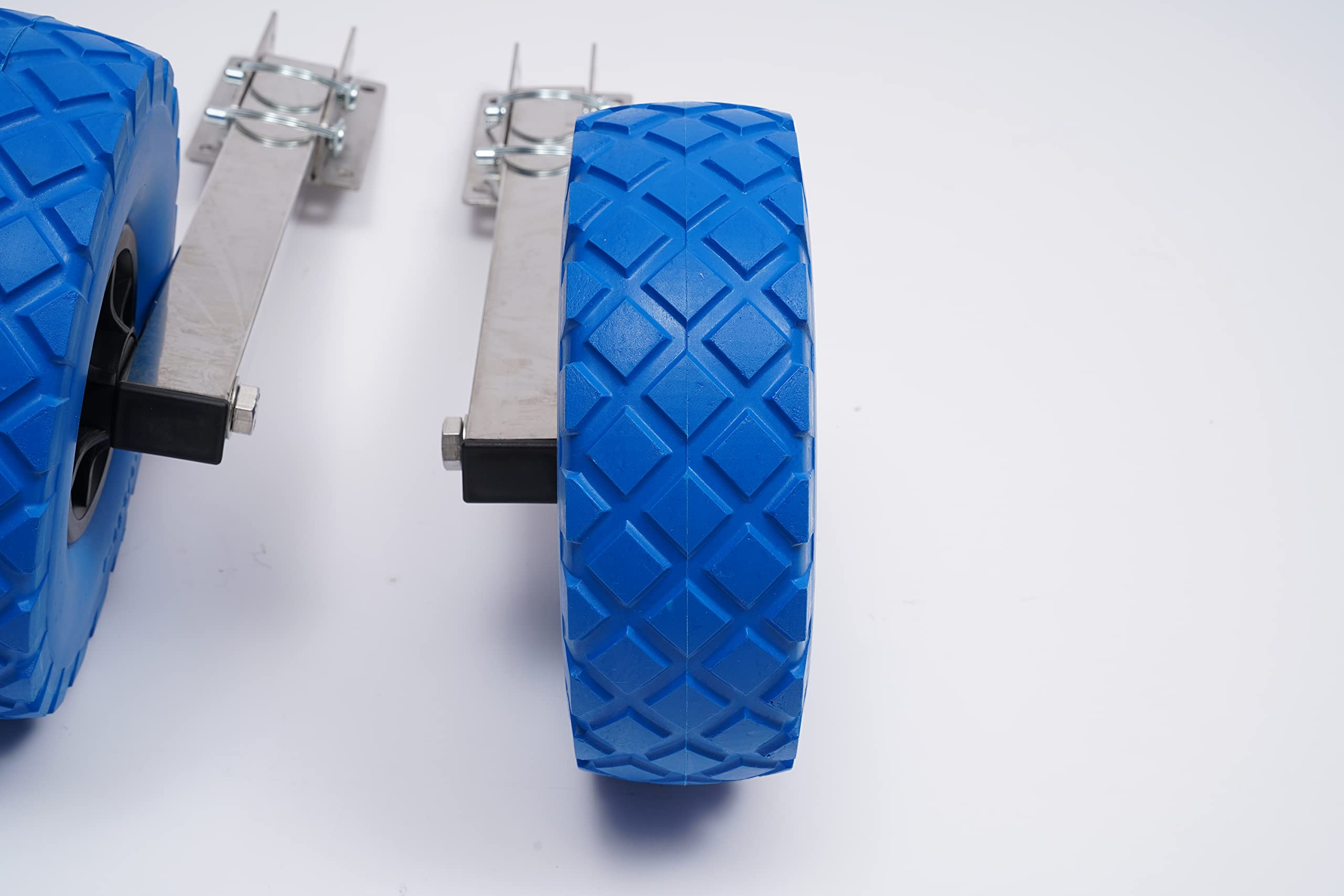 Coppia Ruote di Poppa 25 cm, Ruote Posteriori gonfiabili per Barche gonfiabili con Telaio in Acciaio Inox capacità di carico 150 kg, per gommoni di Trasporto gommoni e rimorchi