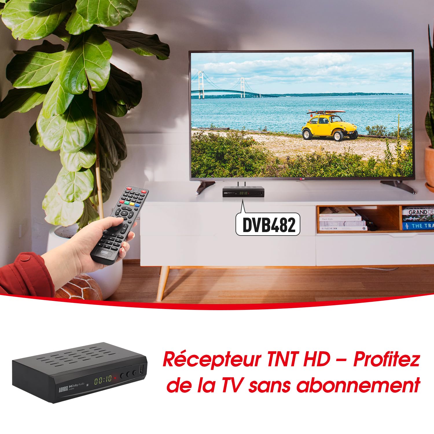 August DVB482 Décodeur Enregistreur TNT HD HDMI Full HD 1080p 2 chaînes simultanées