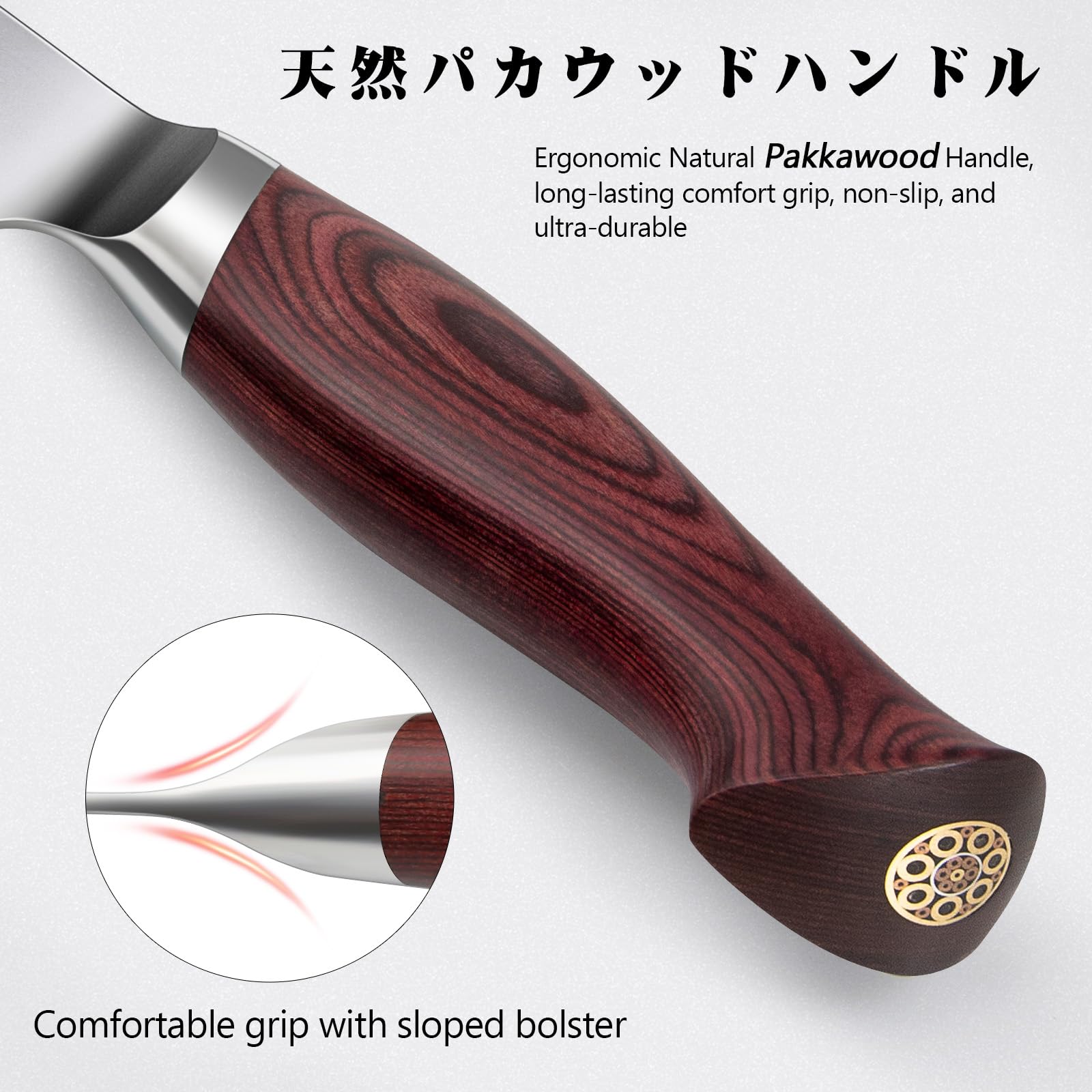 SANMEIHO Coltello Nakiri 18cm, Coltello da Cucina Giapponese per Carne Verdure, Coltello da Chef Lama Acciaio Inossidabile ad Alto Tenore di Carbonio 10Cr15Mov e Impugnatura Ergonomica in Legno Pakka