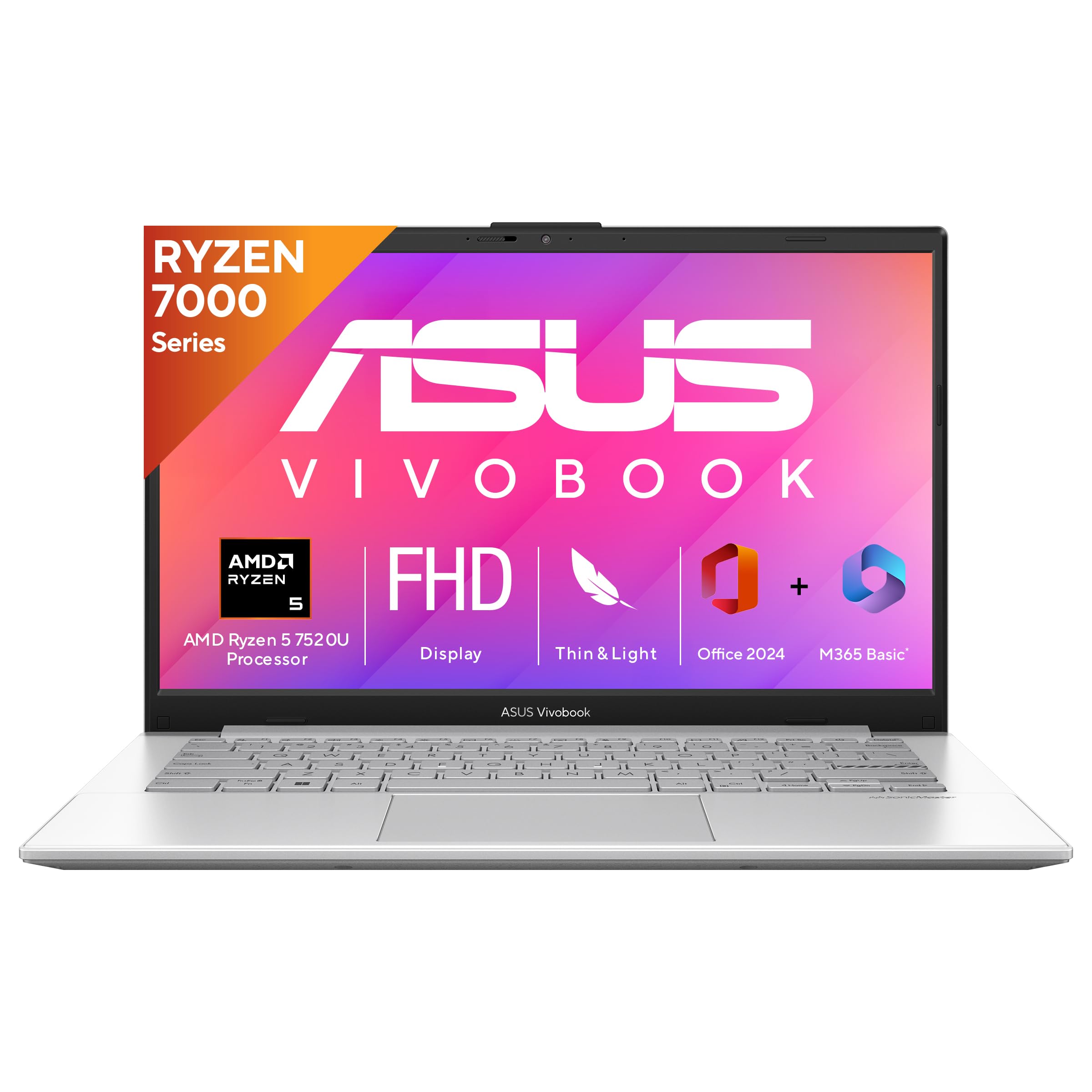 ASUS Vivobook Go 14, AMD Ryzen 5 7520U, 16GB RAM, 512GB SSD, FHD
