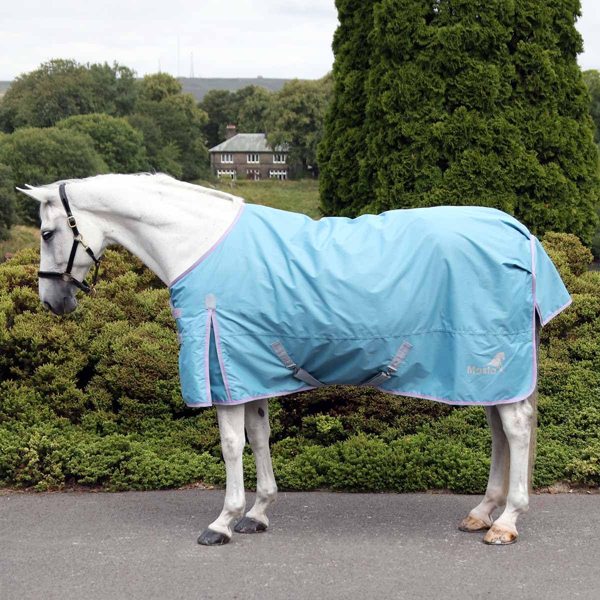 Ventomasta 0g Turnout Rug - Waterproof & Breathable 600D Ripstop - Spring/Summer Horse Rug - Anti-Rub Lining & Shoulder Gusset - Quick Surcingle Fastenings - Tail Flap & Fillet String Included