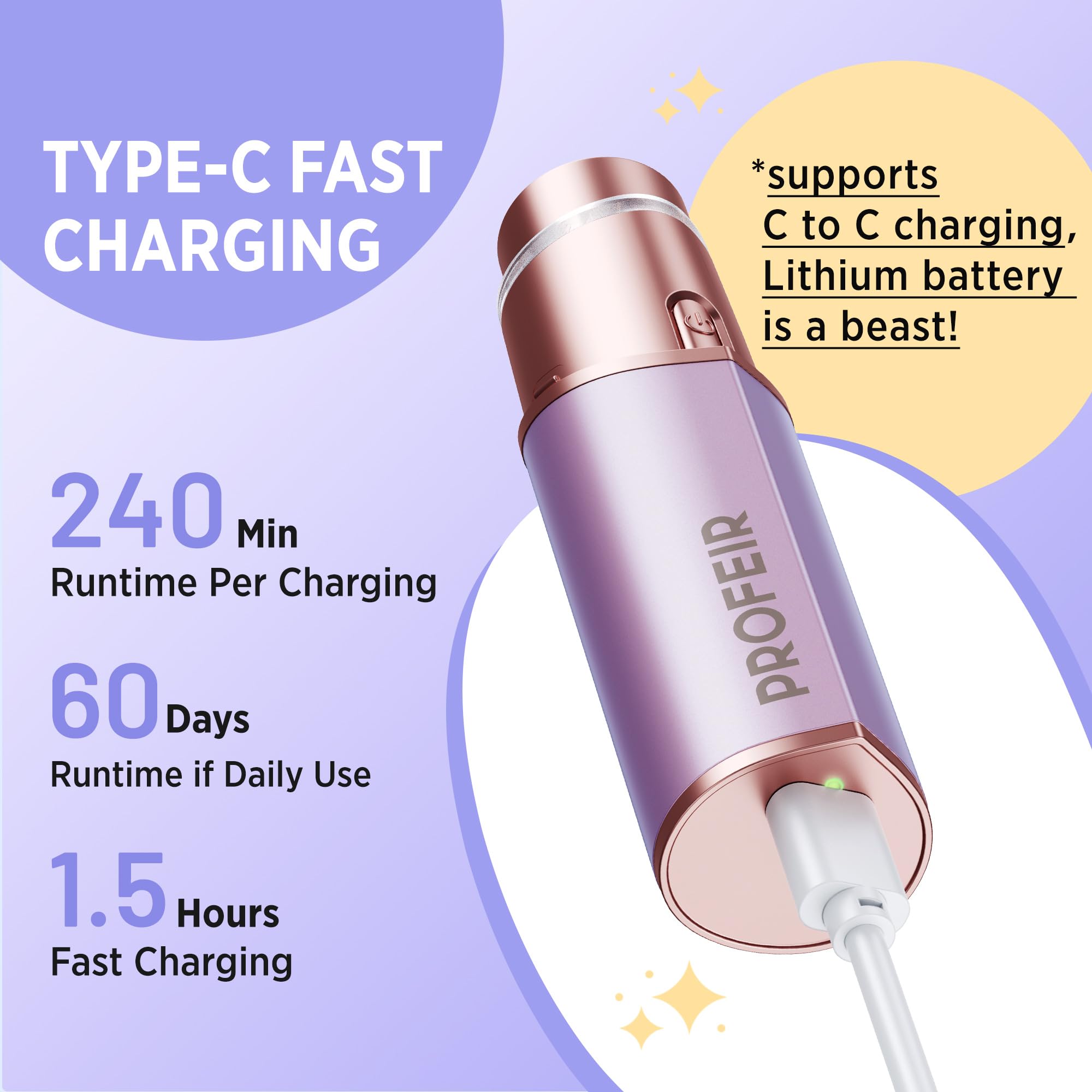 Depilación facial para mujeres: maquinilla de afeitar eléctrica para piel suave sin dolor, afeitadora recargable para labio superior, durazno, pelusas de barbilla, pelo en casa, viajes con 2 5