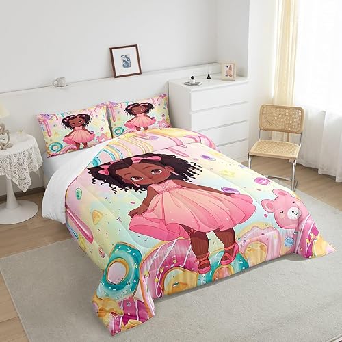 Miniatura 235 de Castle Fairy Juego de edredón con bandera estadounidense, tamaño King, ropa de cama de animales de pastor alemán para niñas y adolescentes, juego