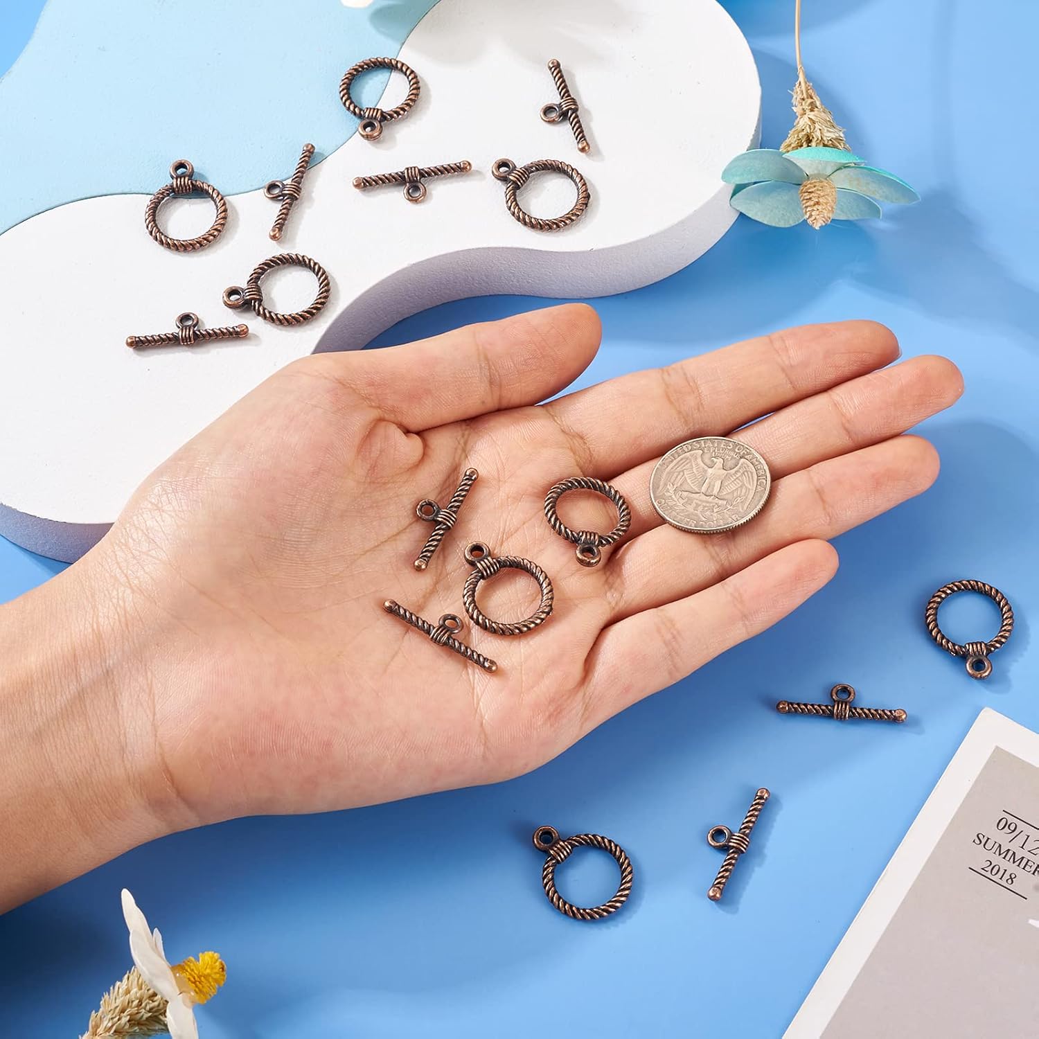 Pandahall 10 Sets Tibetan Alloy Toggle Clasps Round Bracelet Jewelry Clasp Connectors for Necklace Bracelet Jewelry Making(Red Copper) - Image 7