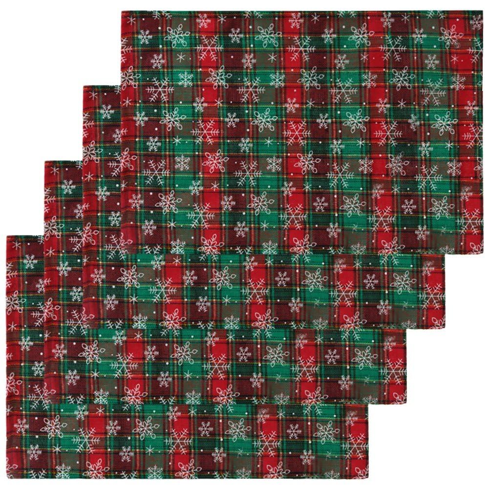 Sets de table de Noël tartan : lot de 4 napperons tissu écossais déco table de cuisine