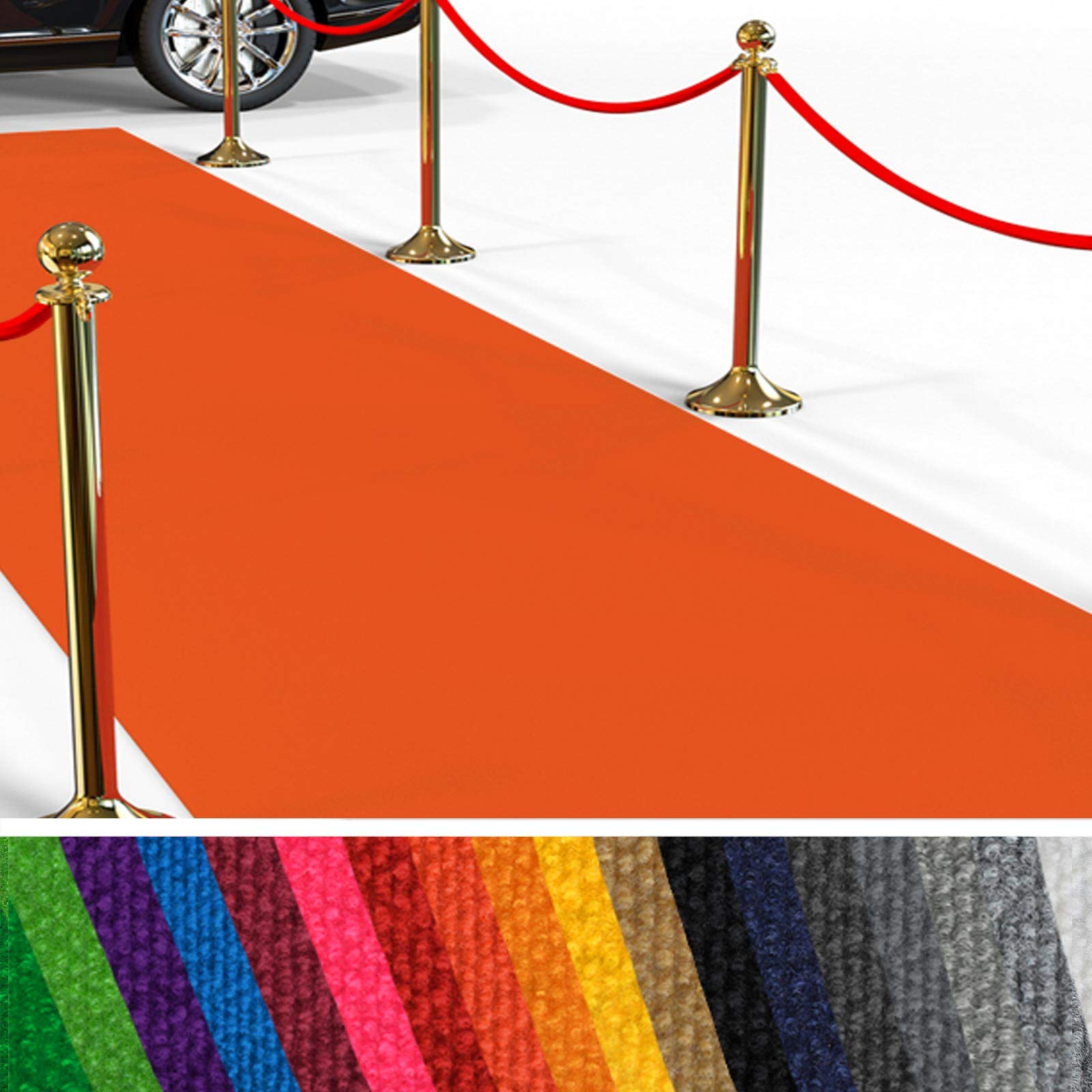 Passatoia Evento al Metro - Passerella Anti-Scivolo | Tappeto per Matrimonio, Cerimonia, Sfilata | 18 Colori, 2 Larghezze, fino a 50 m di Lunghezza |100x200 cm - Arancione chiaro