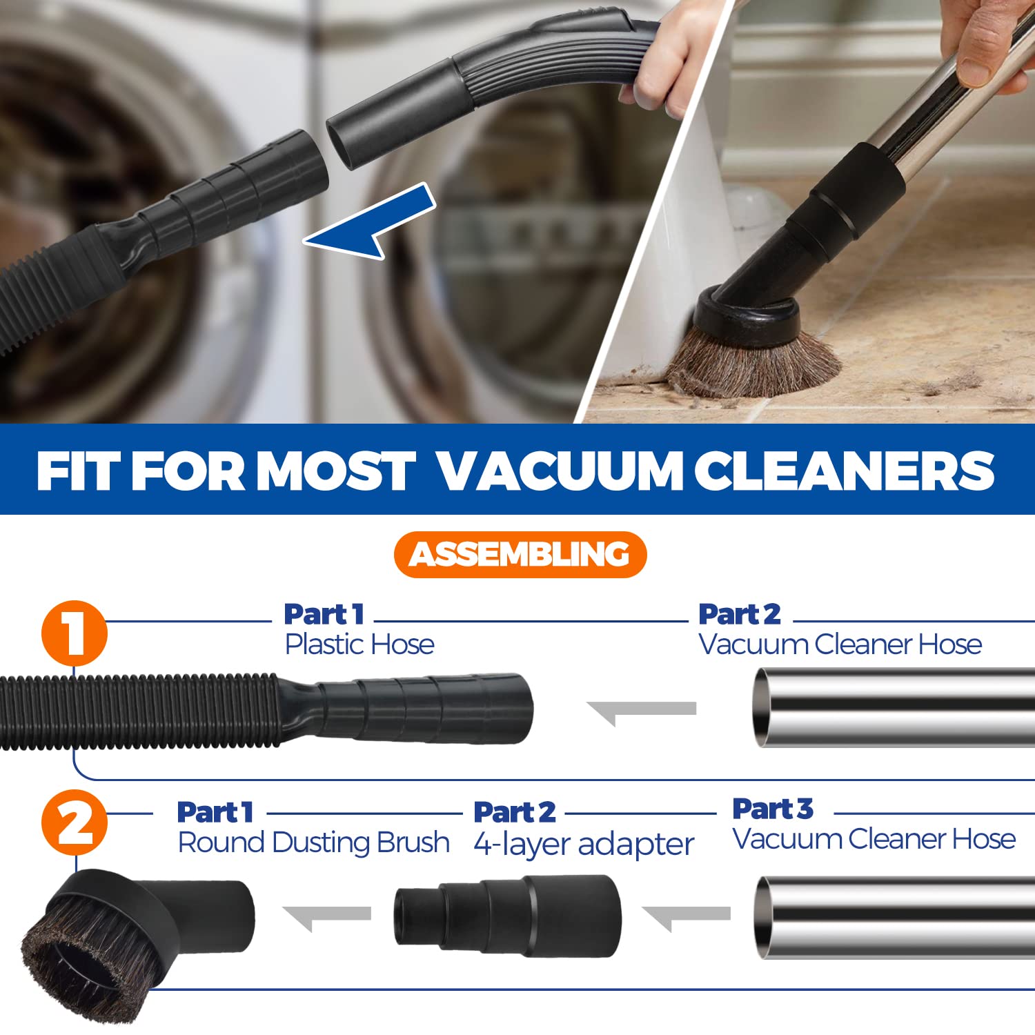 Holikme 4 Pack Dryer Cleaning Kit General Vacuum Hose Attachment