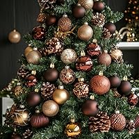 Vista 6 de AMS Bolas de Navidad de 2.36 pulgadas / 2.362 in, 24 unidades, adornos inastillables, decoraciones de temporada para decoración de árboles, Café