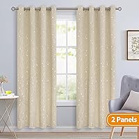 Vista 414 de BGment Room Darkening Curtains 95 Inches Long, Grommet Thermal Insulated Blackout Curtains with Wave Line and Dots Printed for Bedroom, 2 Panels