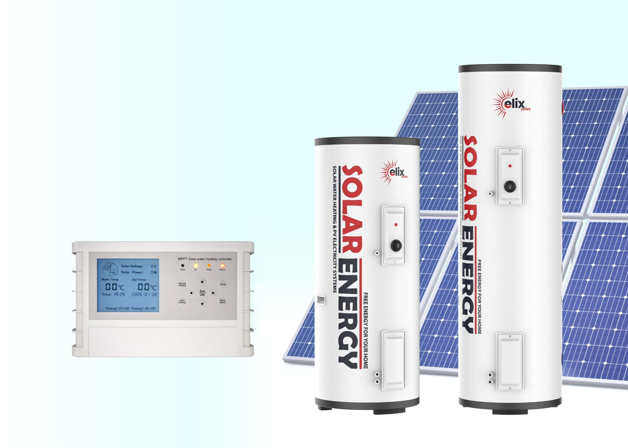 Calentador de Agua Solar Elix PV Termo Eléctrico con MPPT, 200L, DC1500W