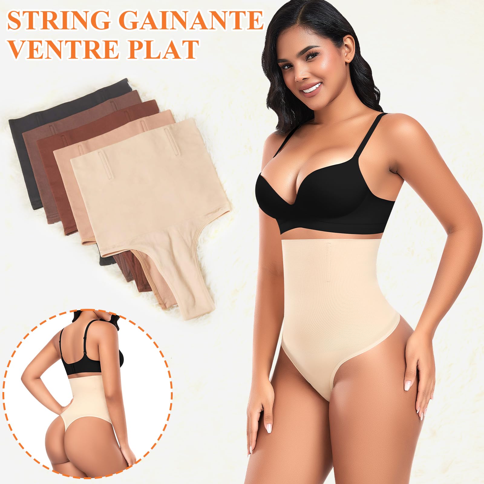 YARRCO String Gainante Femme Ventre Plat Invisible Culotte Sculptante Gaine Amincissante Taille Haute Panty Gainant Tanga Shapewear Thong