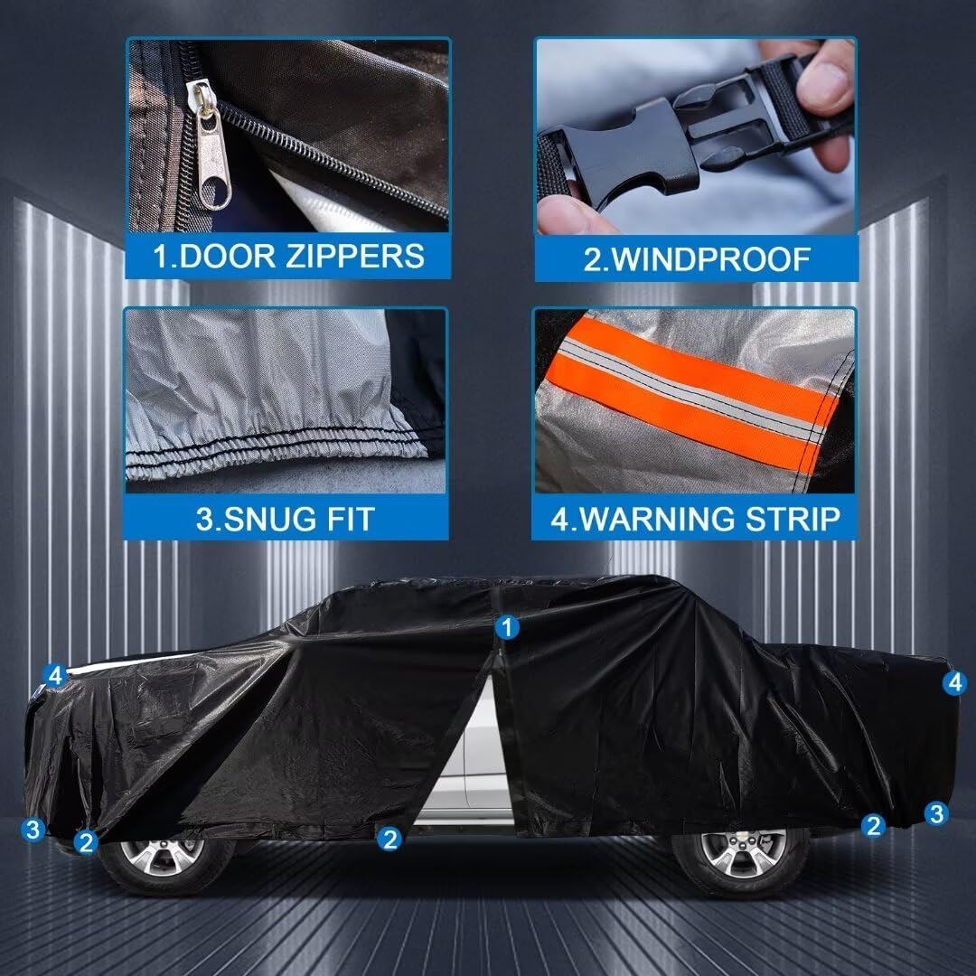 Truck Cover Fit for Toyota Tundra Double/Crew cab Standard Bed (6.5')(2000-2024) Outdoor Truck Car Cover Waterproof All Weather, Full Pickup Cover Rain UV Protection.(Max Length 242 inch)