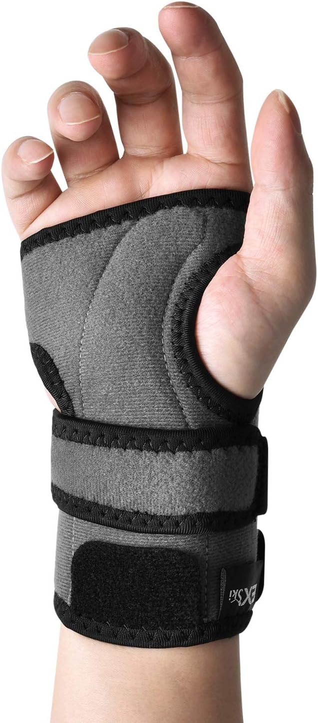 EXski Wrist Support Brace Carpal Tunnel Splints Silicone Palm Pad Pain Relief for Tendonitis Sprains Arthritis Right Left Hand