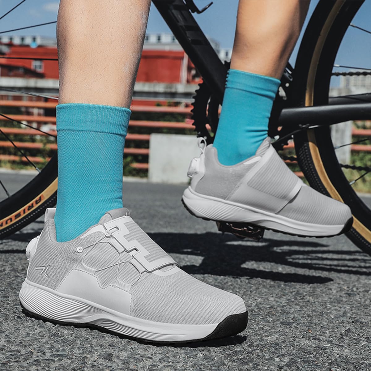 Fahrradschuhe MTB Herren, rutschfest regenfest Mountainbike-Schuhe Kompatibel mit SPD Cleats, Gummisohle, schnelles An- und Ausziehen