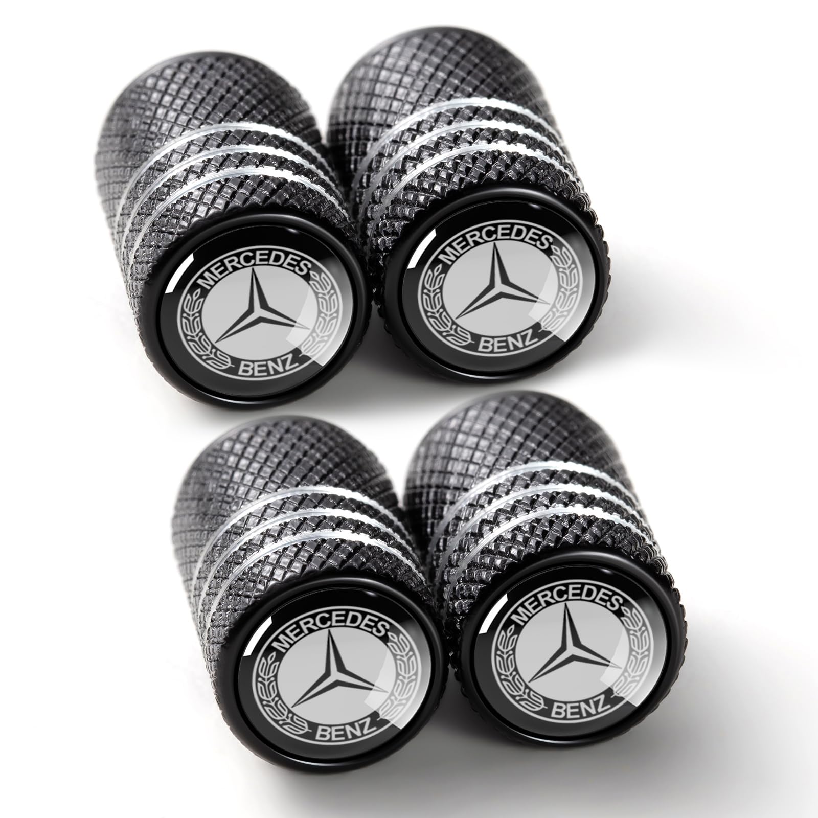 Tire Valve Stem Cap Cover for Mercedes-Benz Belt O-Ring Seal Corrosion Resistant tire Valve caps 4 Pack Black