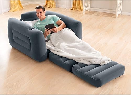 Miniatura 2 de Intex 66551EP - Sofá cama inflable extraíble que funciona como colchón de cama de aire, tamaño individual (paquete de 2)