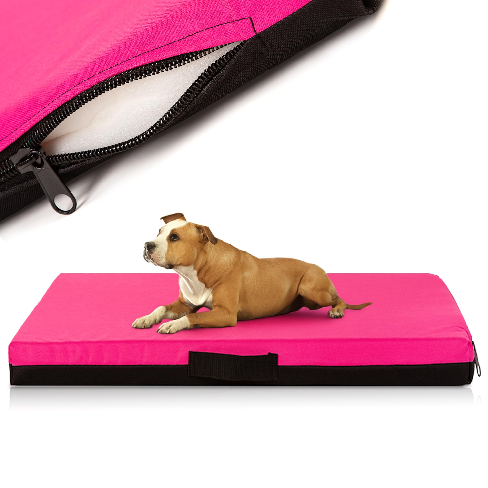 COOL PET Colchón para perros, 120 x 80,10 cm de grosor, placa de espuma fría ortopédica (espuma viscoelástica), tela Oxford 600D con pintura de PVC, tamaño 4XL, color rosa