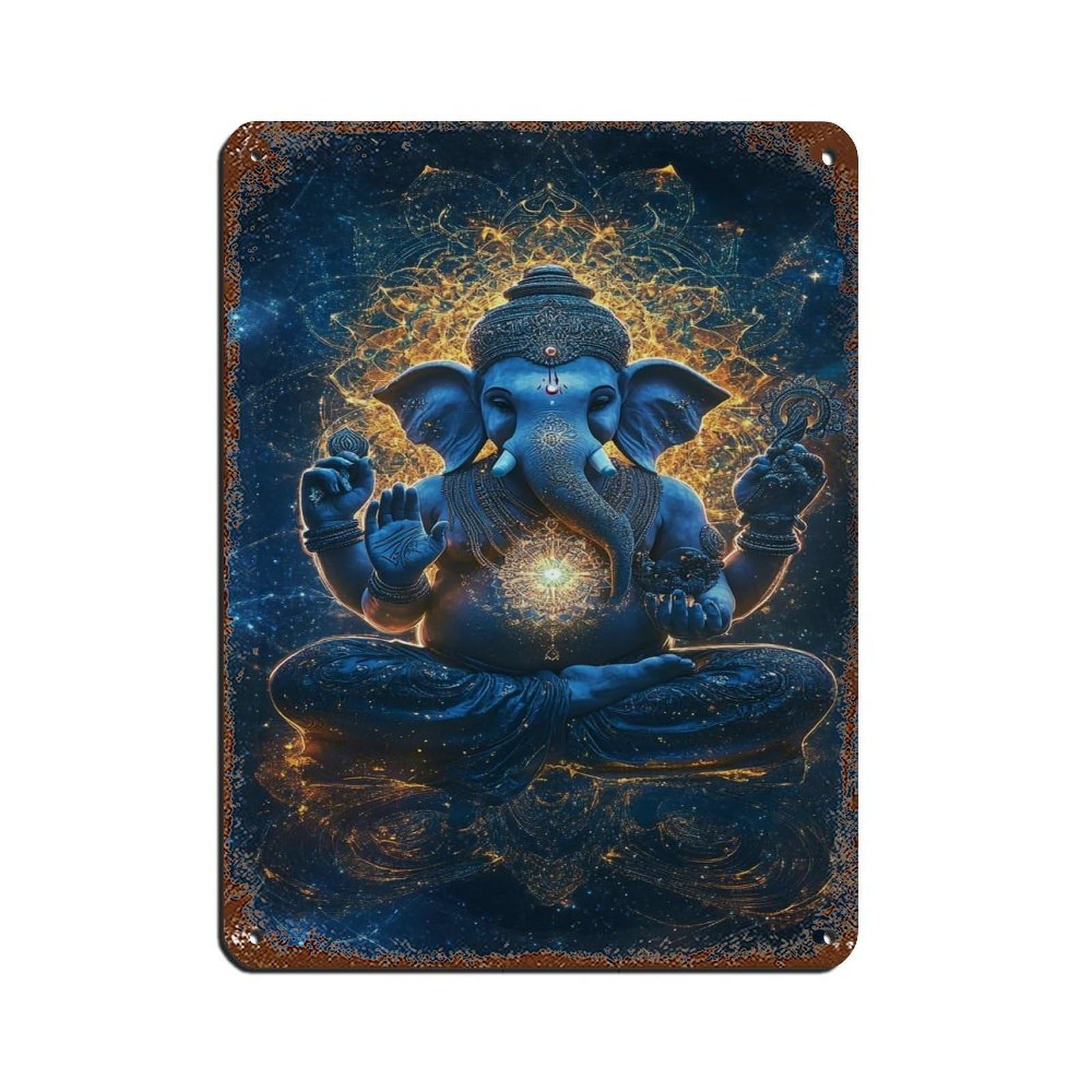 Cosmic Lord Ganesha- Mystical Blue Retro Poster Metal Tin Sign Chic Art Retro Iron Painting Bar People Cave Cafe Family Garage Poster Wall Decoration 12x16inch(30x40cm)
