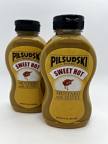 Miniatura 2 de Pilsudski Brand Dulce mostaza picante con miel  todo natural  12oz paquete de 2 botellas exprimibles sin gluten