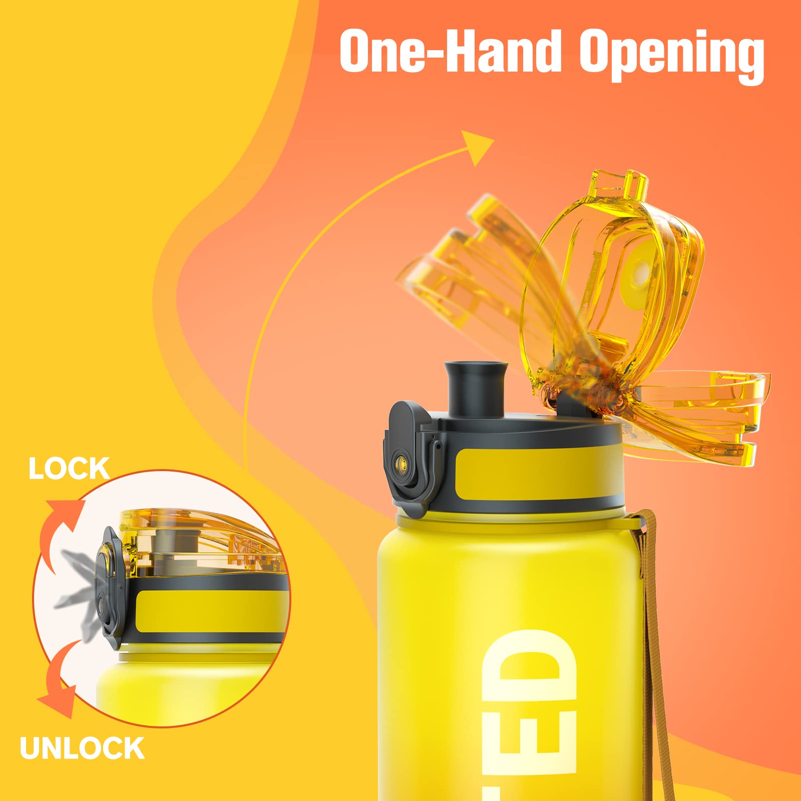 Sahara Sailor Leakproof Water Bottle 750ML, Tritan BPA Free Motivational Sport Drinks Bottle with Clear Time Marker - Image 3