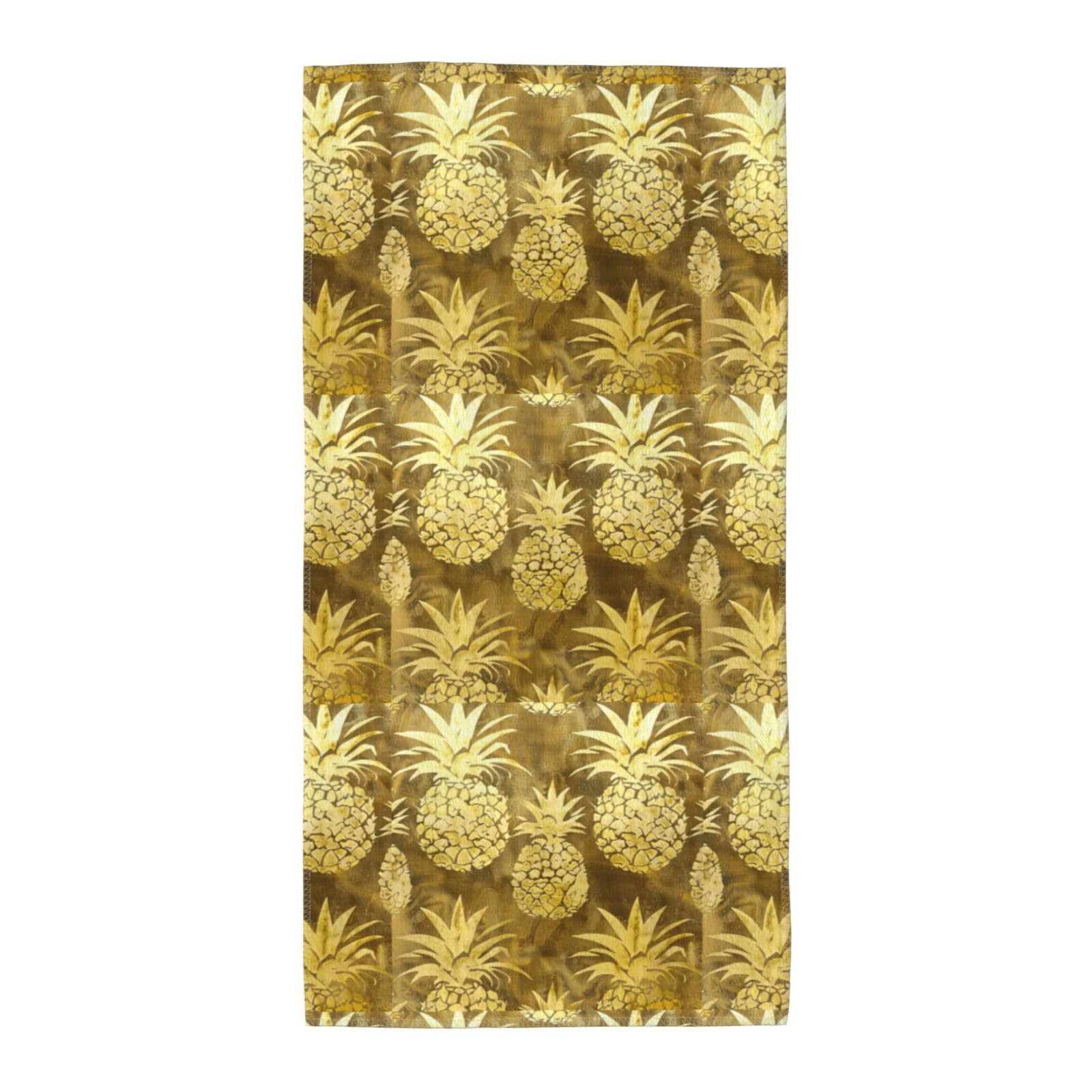 DIEzig Gold Pineapple Background Fashion Printed Long Bath Towel For Pool Side Seaside Holiday