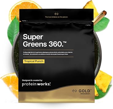 Protein Works - Super Greens Extreme, 150+ Health Benefits, 41 Active Ingredients, Vegan, No Added Sugar, 41 Servings, Tropical Punch, 500g