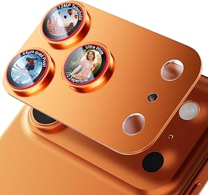 X-it for iPhone 17 Pro Camera Lens Protector, 9H Military Grade High-Alumina Tempered Glass Cover, Shatterproof with Strong Adhesion, Case Friendly & 1:1 Perfect Fit Camera Protector (Orange)