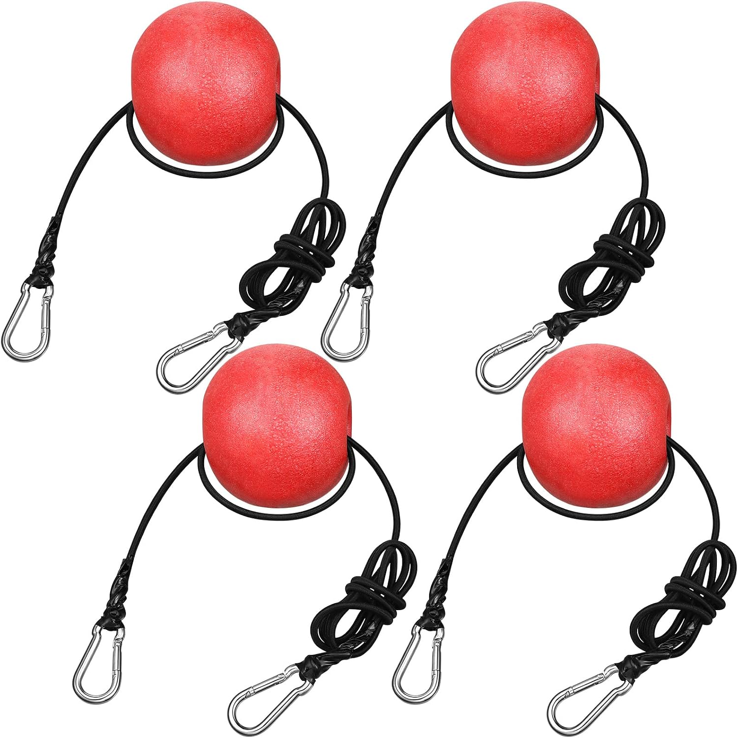 WinnerWhy 4 Pcs Anchor Buoy Float, High Visibility Small Buoy Float Marker with 51" Bungee Cord & Clip for Pool, Marine, Fishing Boat, Water Ski Ropes, Anchor Lines