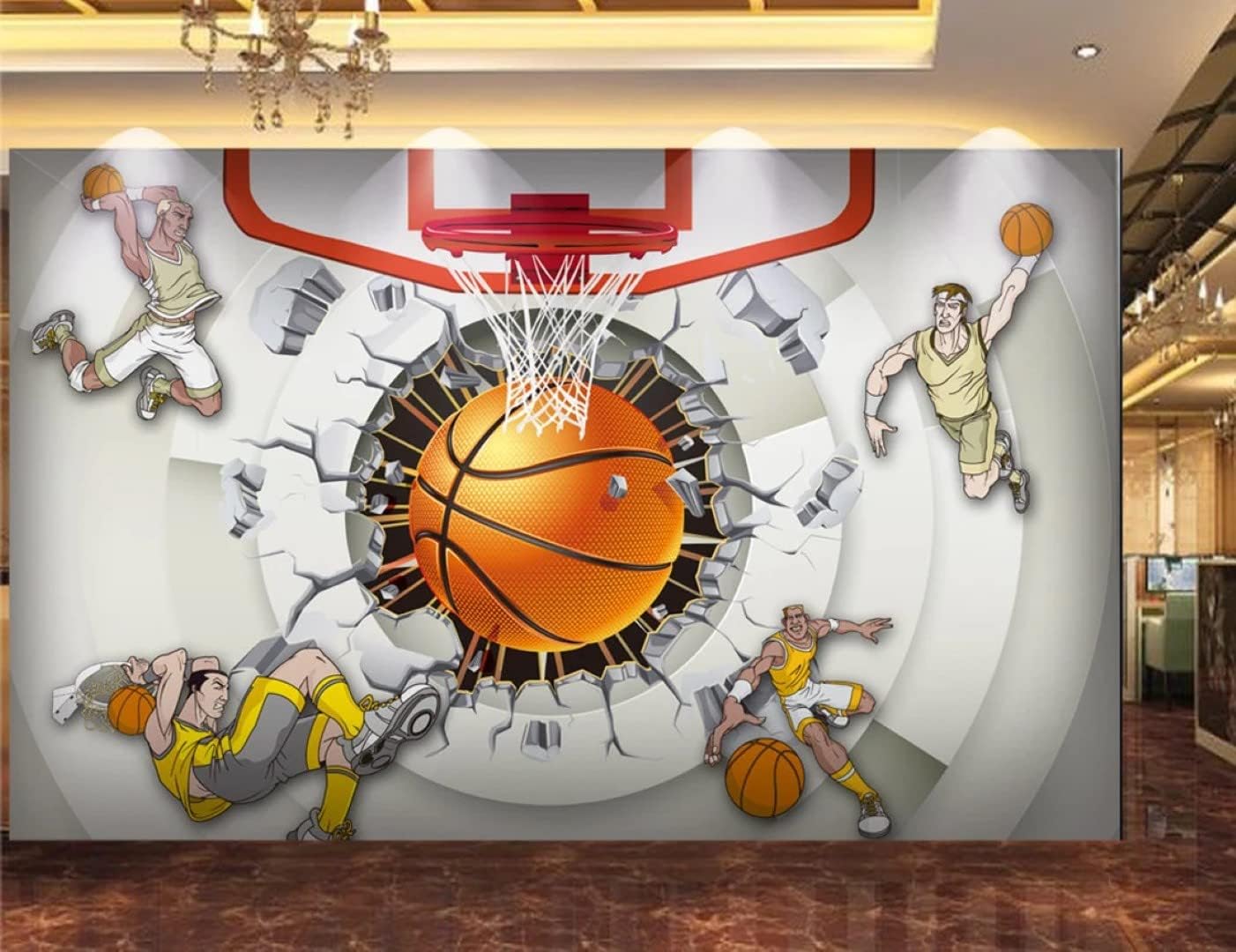 Street Basketball Ball Peel and Stick Wallpaper Wall Design Removable 100''H x 150''W