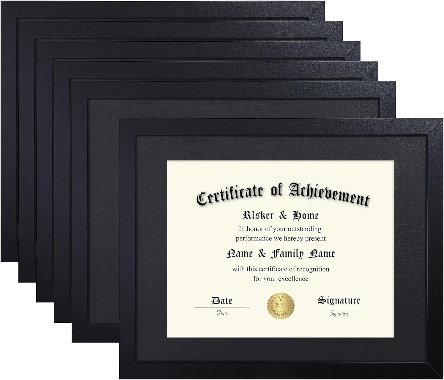 ELSKER&HOME 11x14 Diploma Frame 6 Pack, Diploma Frames 8.5x11 with Black Mat or 11x14 Document Frame without Mat,Multipack College Certificate/Degree Frames for wall,Set of 6