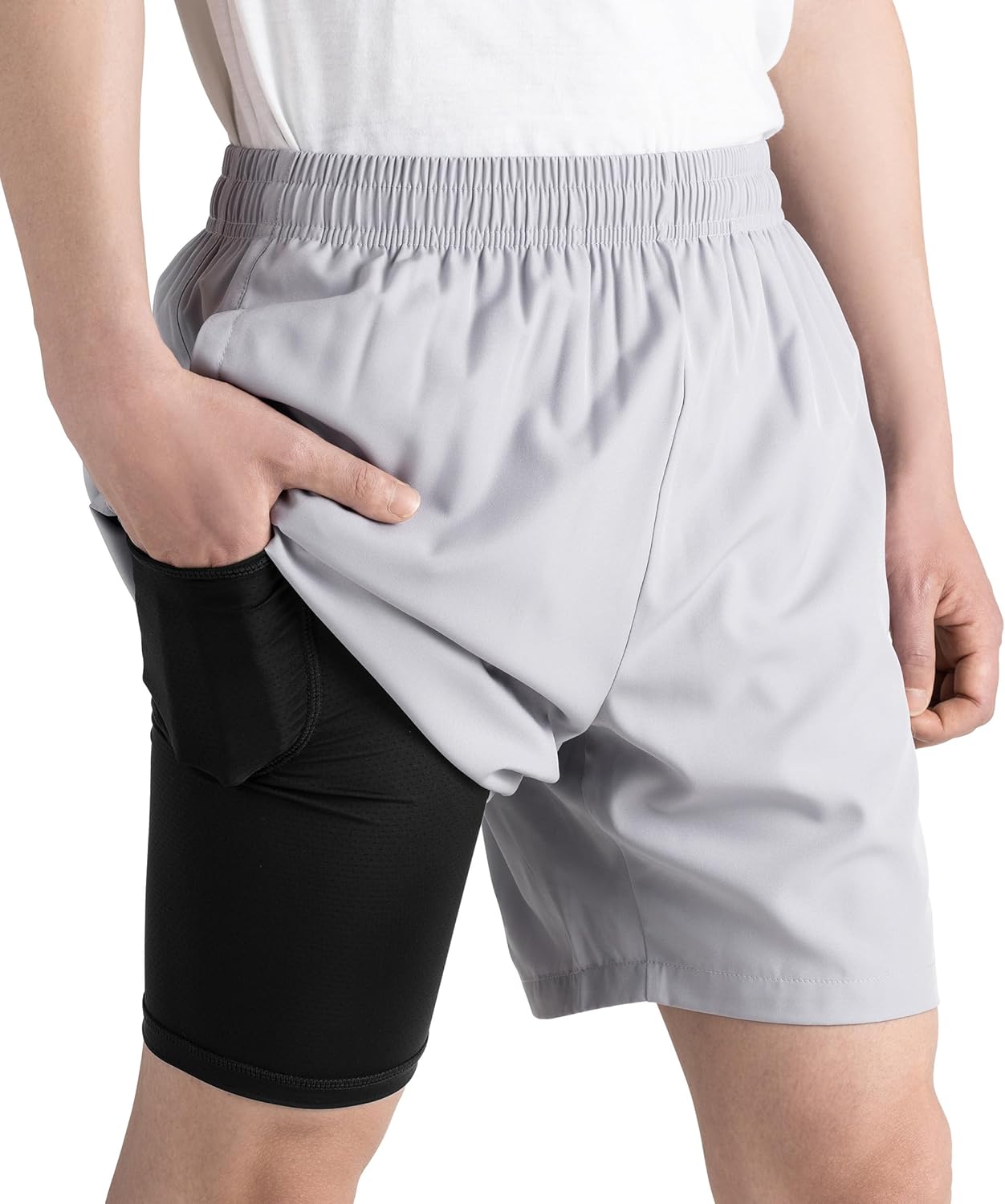 TLAENSON Boys Athletic Shorts with Compression Liner, Kids 2 in 1 Quick Dry Basketball Running Shorts with Pockets