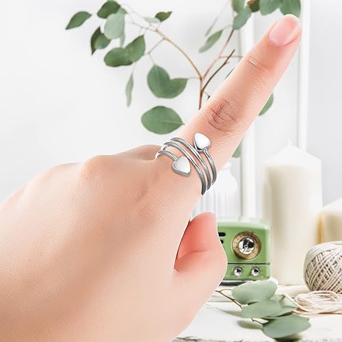 Miniatura 7 de EXCEART Anillo de terapia magnética con forma de corazón, tamaño ajustable, anillo de curación para alivio del dolor para artritis, mujeres, hombres