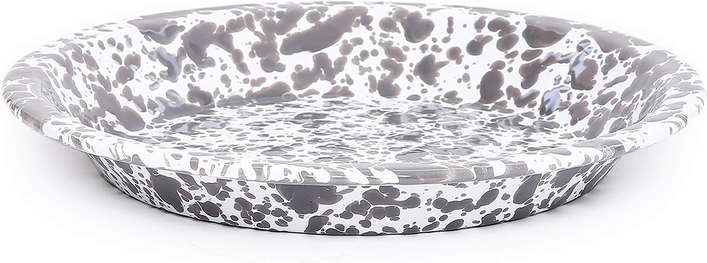 Crow Canyon Home Enamelware Pie Plate, 10 inch, Grey/White Splatter