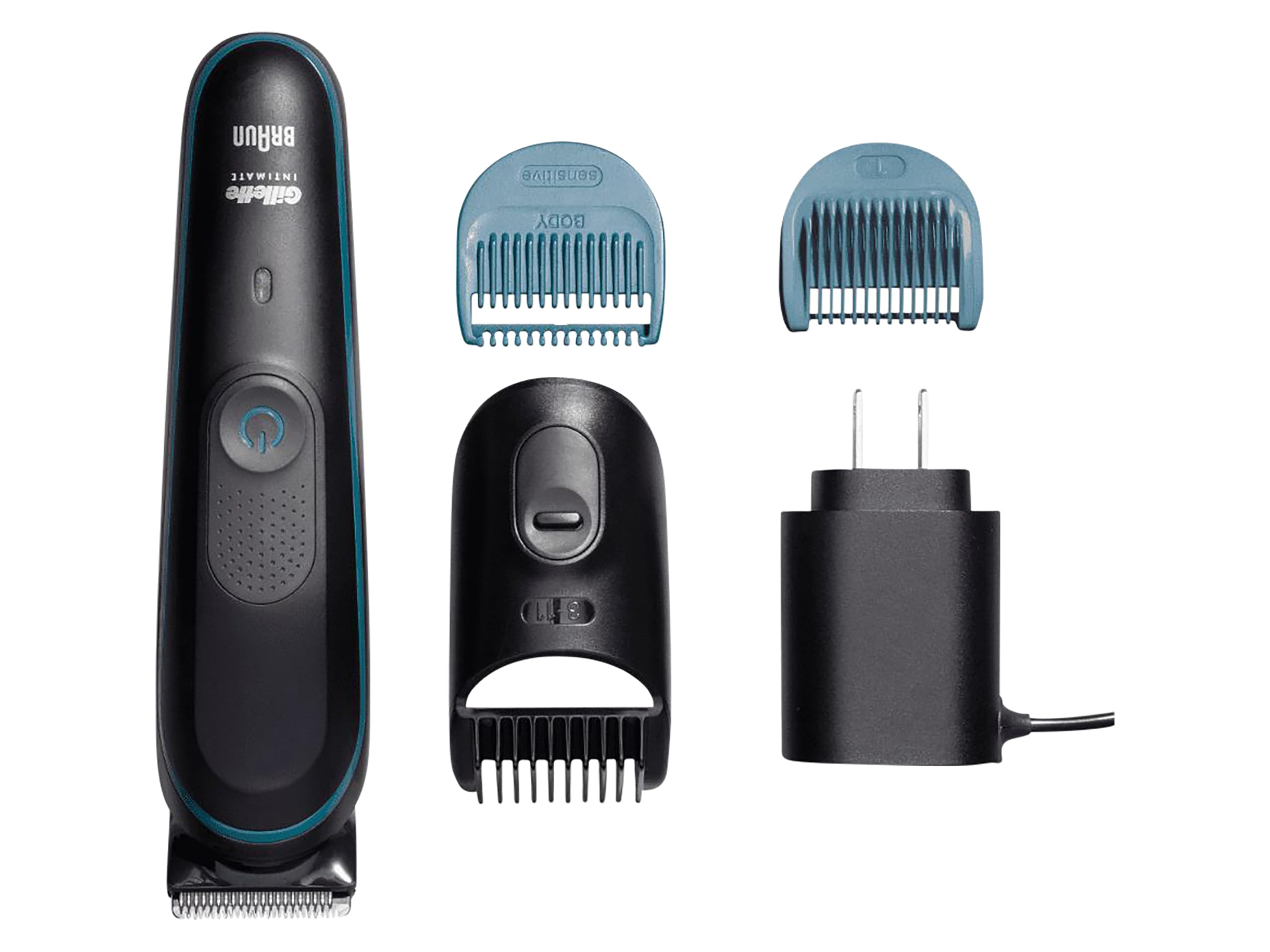 Gillette Intimate Trimmer uomo i5 per la zona intima, SkinFirst rasoio intimo uomo con lame affilate a vita, impermeabile, senza fili per applicazioni a umido e a secco