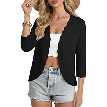 GRACE KARIN Women Lightweight Summer Cardigans 3/4 Sleeve Cropped Cardigan Sweaters Open Front Bolero Shrug