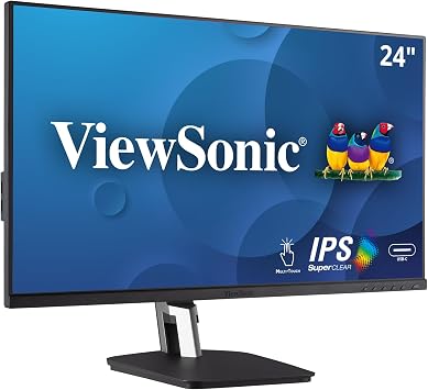 ViewSonic TD2455 24 Inch 1080p Touch Screen Monitor, 10-Point Multi-Touch IPS for Collaborative Offices, USB-C with Daisy Chain, Advanced Ergonomics, HDMI, DisplayPort Out