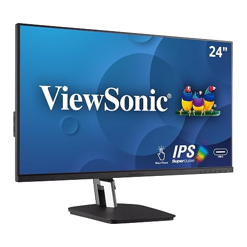 ViewSonic TD2455 24 Inch 1080p Touch Screen Monitor, USB C, Dual Hinge | 10-Point Touchscreen, Advanced Ergonomics, HDMI, DisplayPort, USB C, Eye Care, Home Office, Laptop, PC, Mac, Anti Glare
