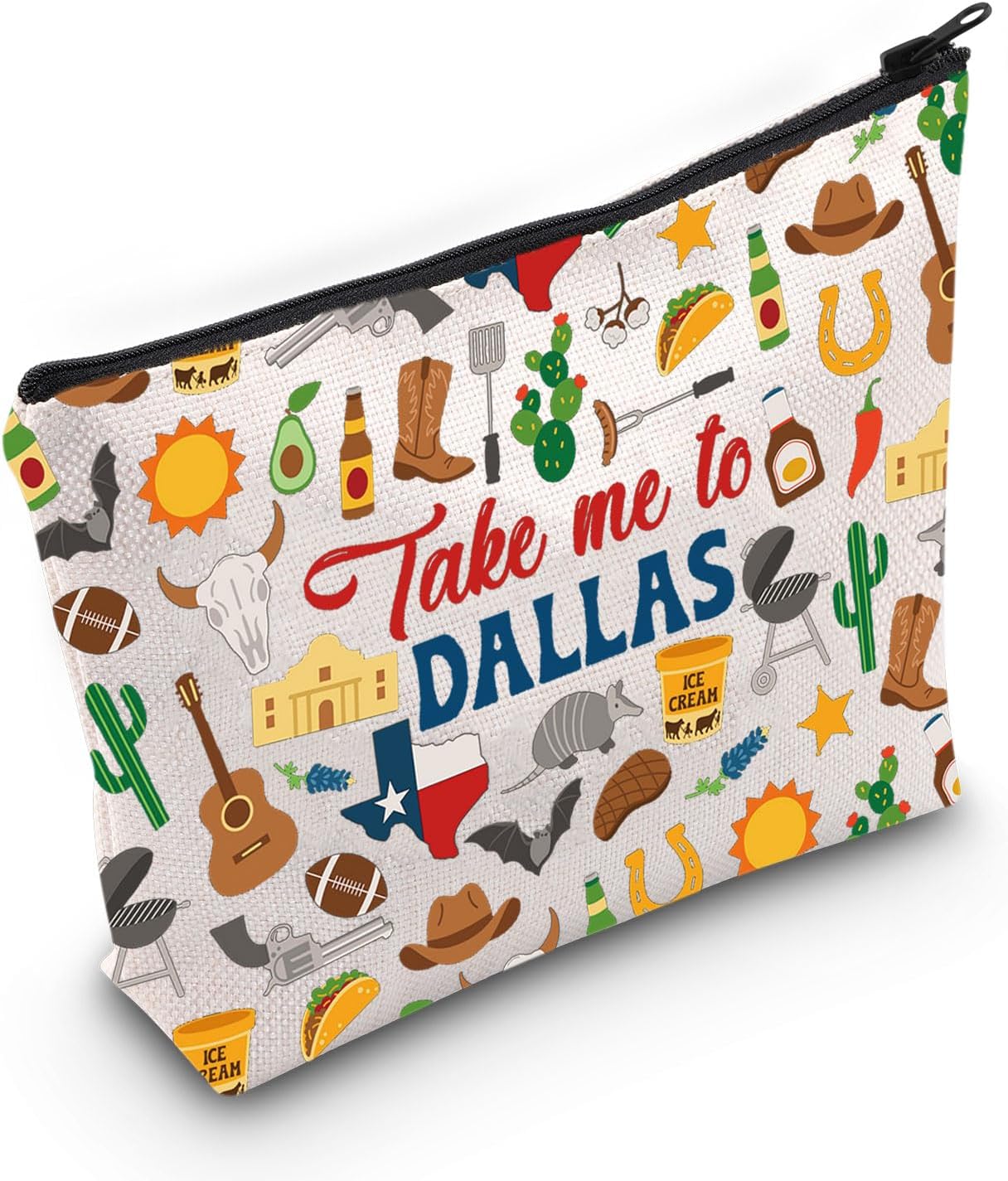 WZMPA Dallas Texas Trip Cosmetic Bag Dallas Souvenirs Gifts Take Me To Dallas Zipper Pouch Bag Dallas Travel Gift (Take Dallas)
