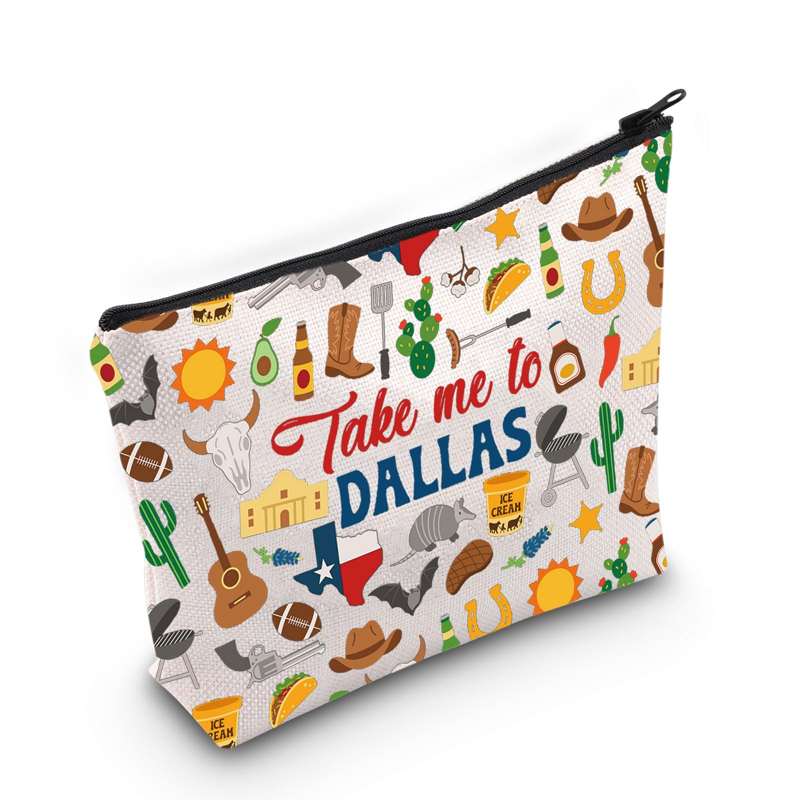 WZMPA Dallas Texas Trip Cosmetic Bag Dallas Souvenirs Gifts Take Me To Dallas Zipper Pouch Bag Dallas Travel Gift (Take Dallas)