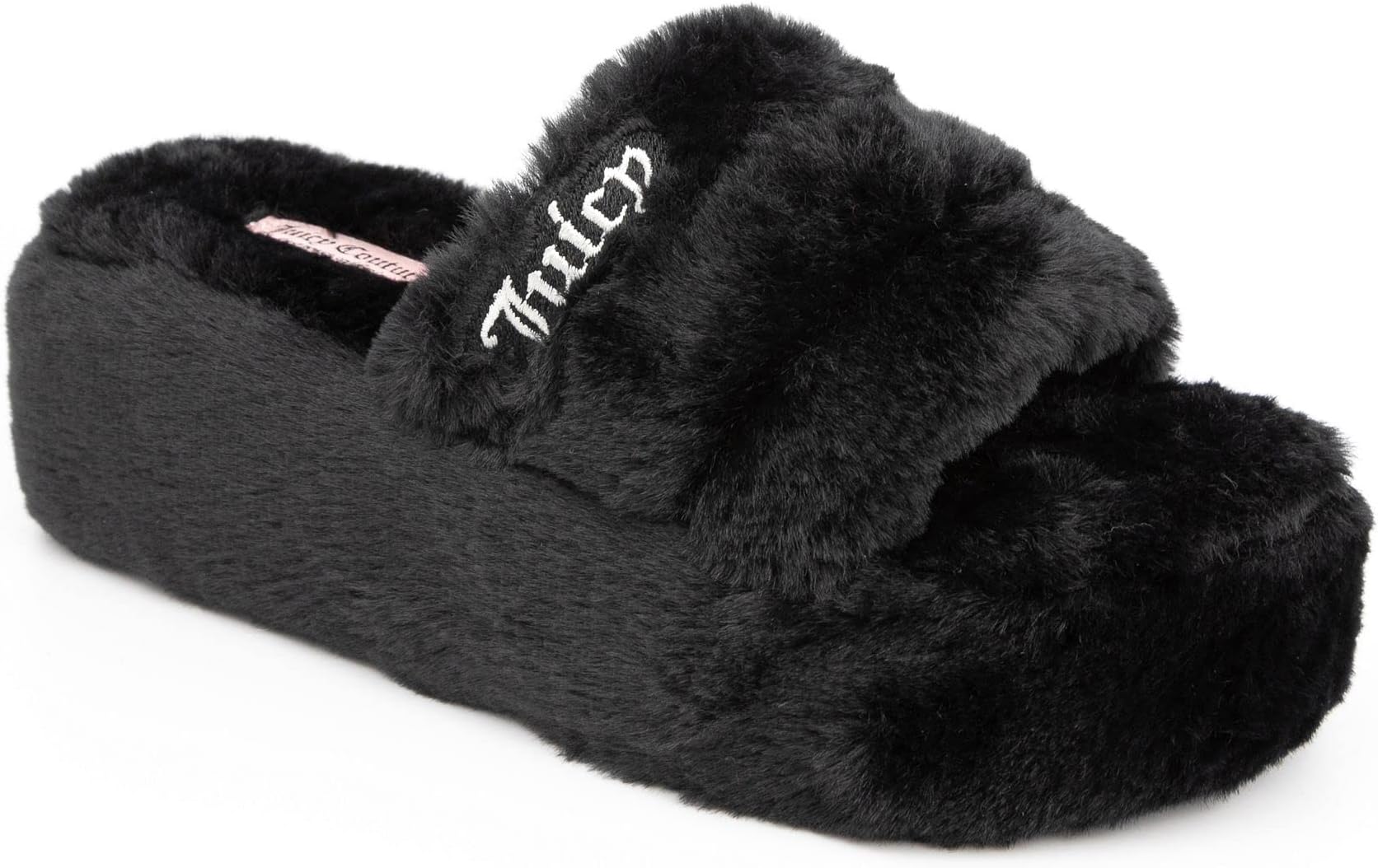 Women's Faux Fur Platform Slippers – Fluffy Cozy Indoor Outdoor Slip-On House Shoes